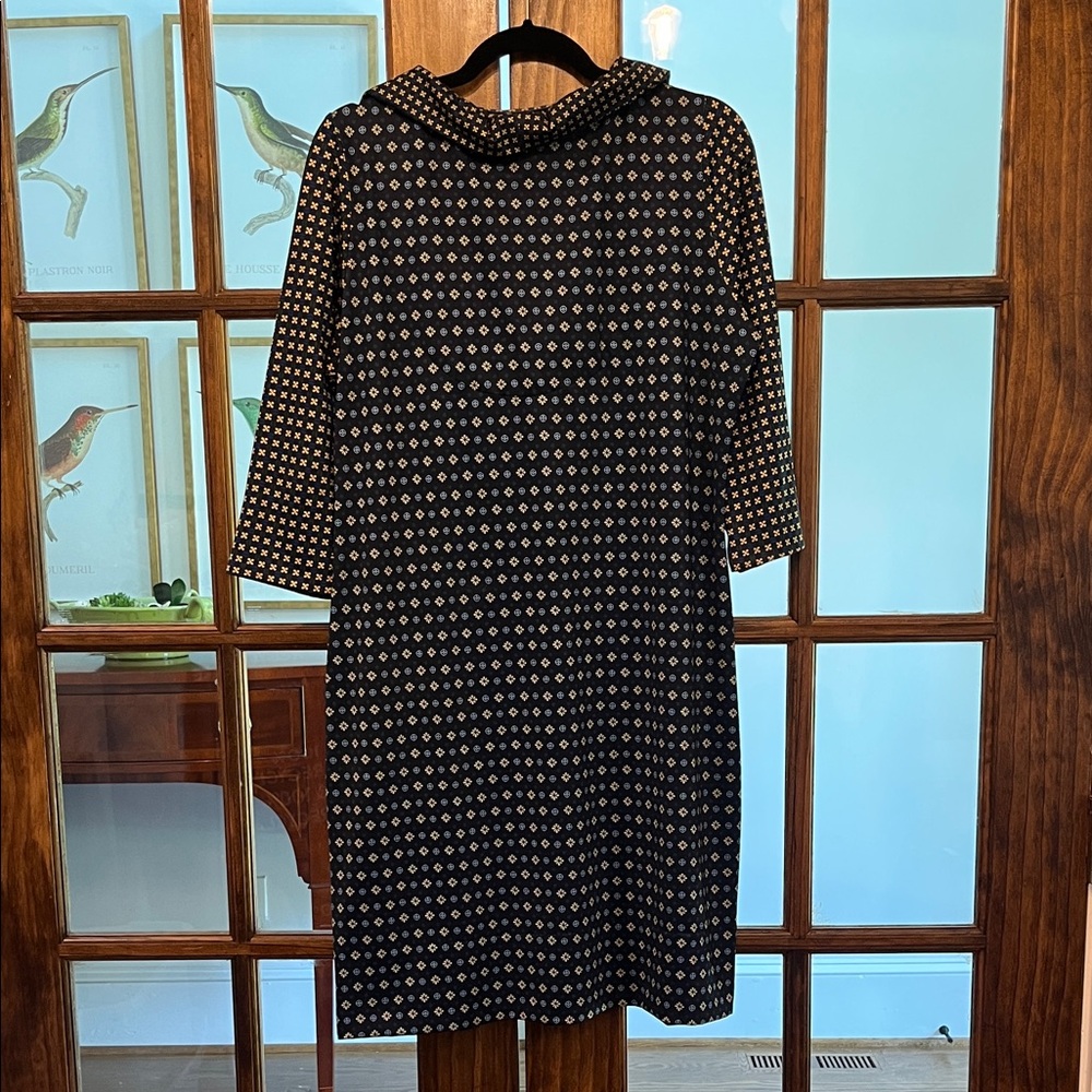 Gretchen Scott Designs Navy and Black Geometric Long Sleeve Dress - Picture 4 of 4